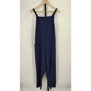Quince Navy Blue Wide-Leg Jumpsuit with Pockets